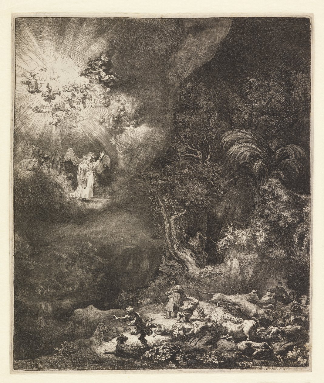 Anunciação aos Pastores de Rembrandt van Rijn