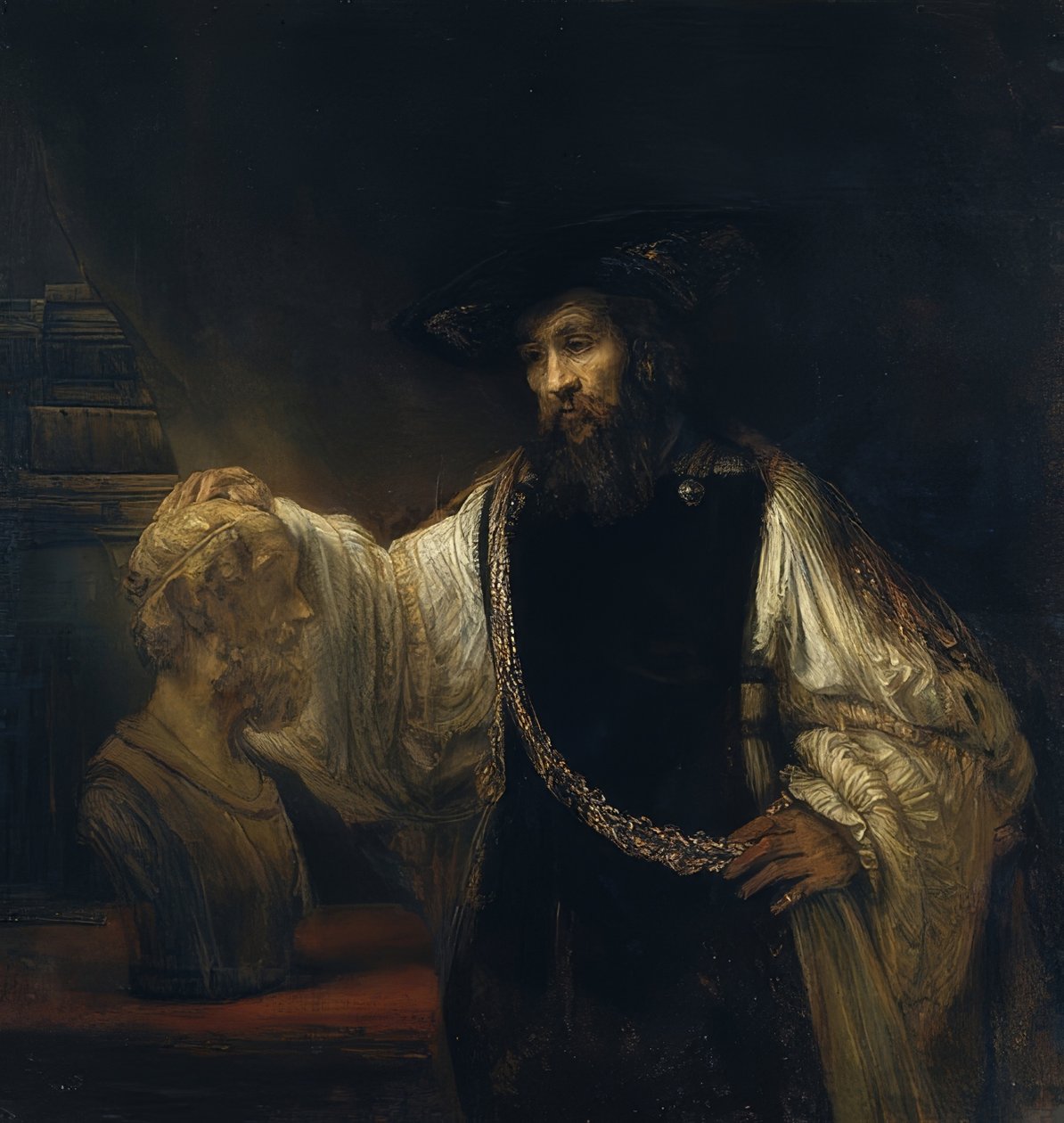 Aristóteles em frente ao busto de Homer. 1653 de Rembrandt van Rijn
