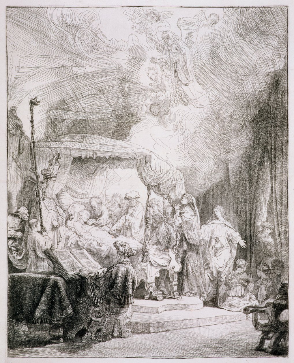 B.99.II Morte da Virgem, c.1639 (gravura) de Rembrandt van Rijn