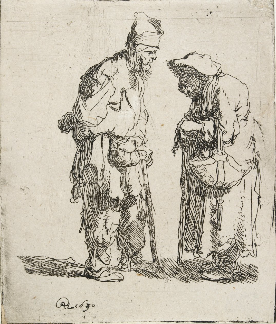 Mendigo e mendiga conversando, 1630 de Rembrandt van Rijn