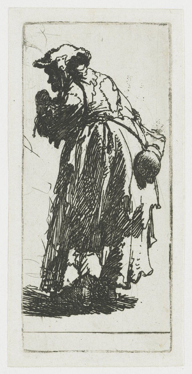 Mendiga com uma cabaça de Rembrandt van Rijn