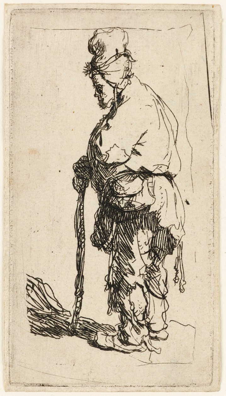 Mendigo apoiado em uma vara, c.1630. de Rembrandt van Rijn