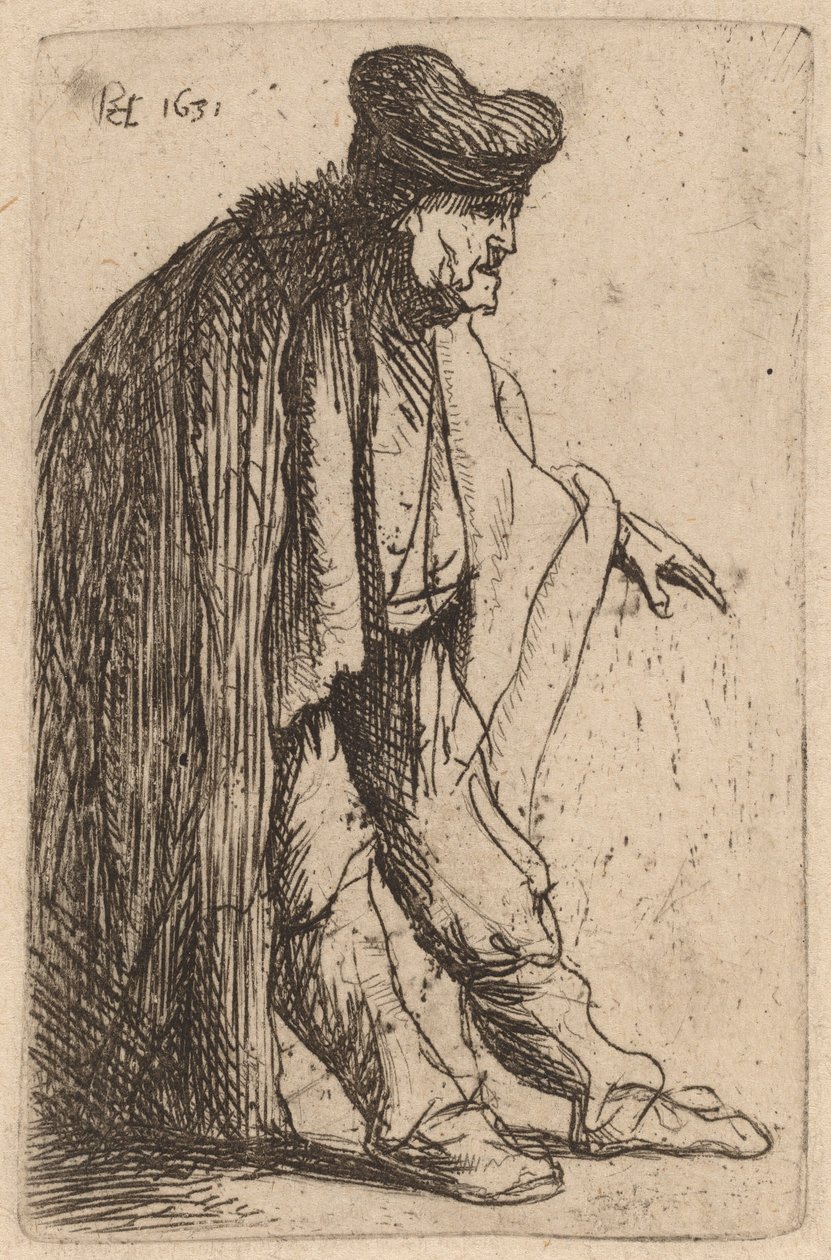 Mendigo com a mão esquerda estendida de Rembrandt van Rijn
