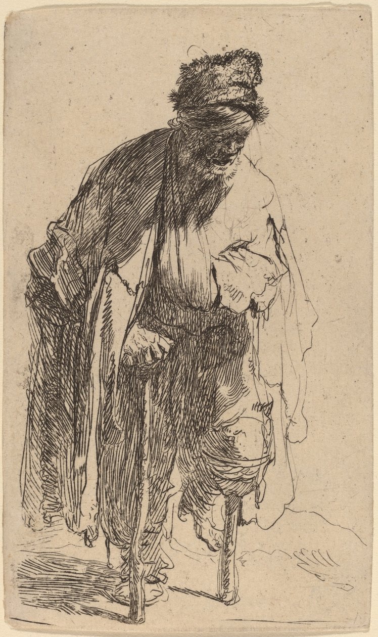 Mendigo com uma perna de madeira de Rembrandt van Rijn