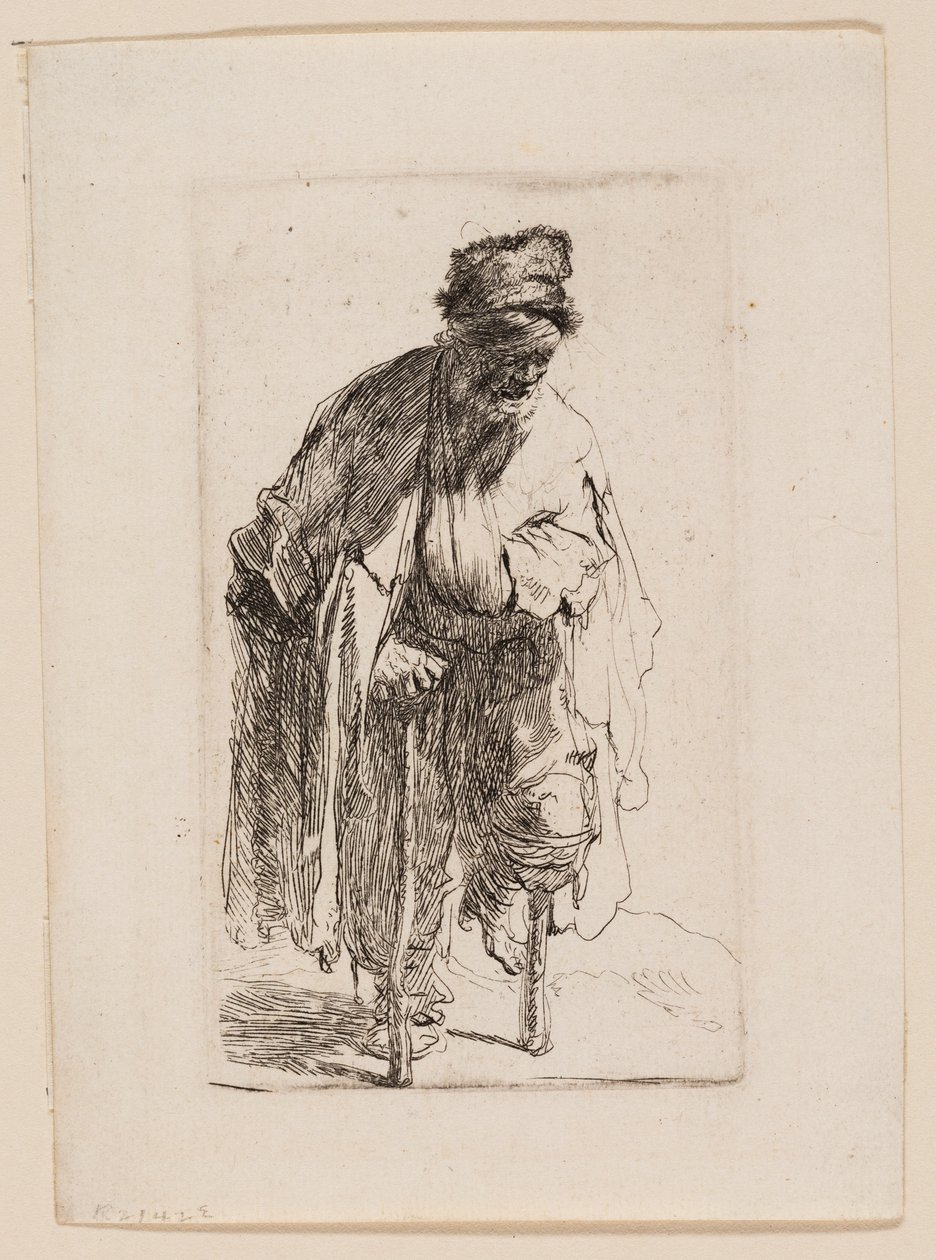 Mendigo com uma perna de madeira de Rembrandt van Rijn
