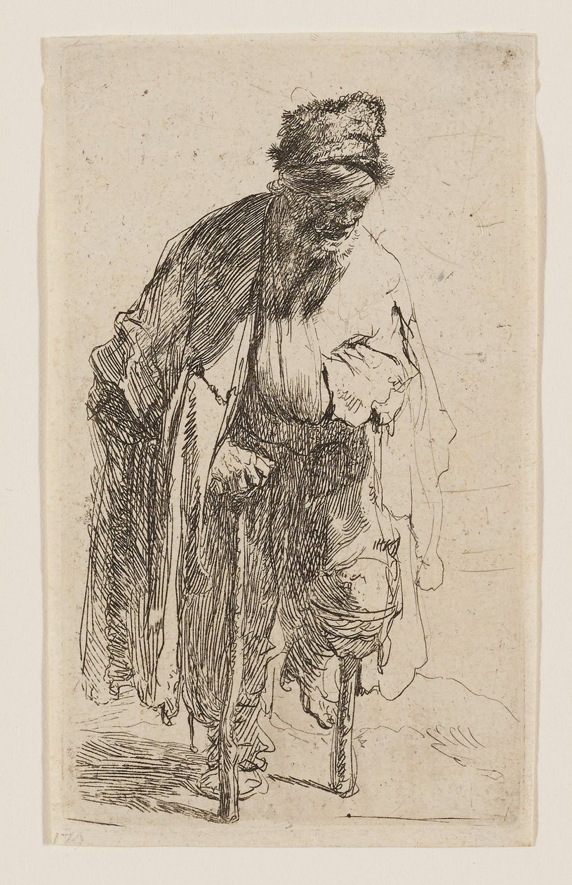 Mendigo com uma perna de pau de Rembrandt van Rijn