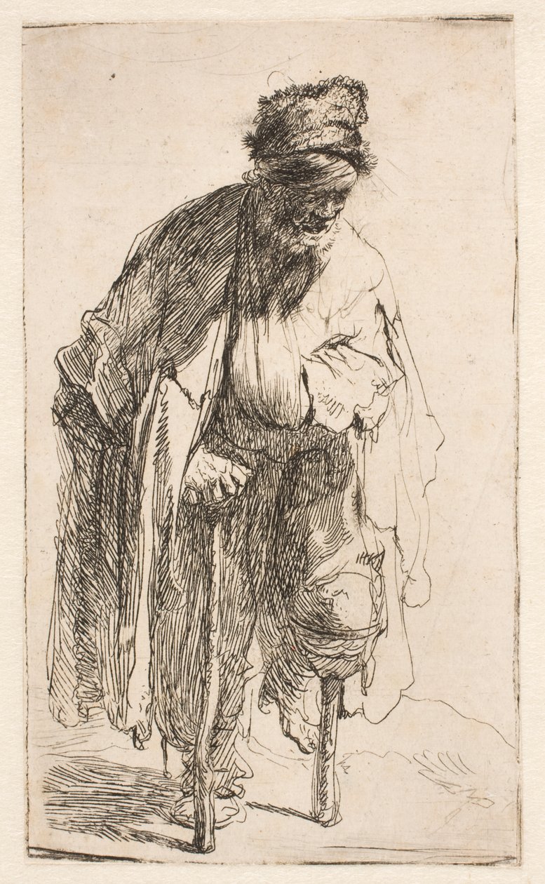 Mendigo com uma perna de pau de Rembrandt van Rijn