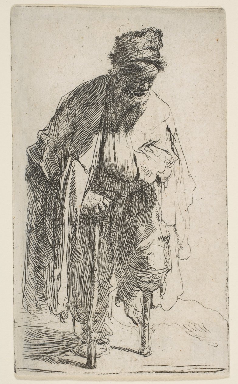 Mendigo com uma perna de pau, ca. 1630 de Rembrandt van Rijn