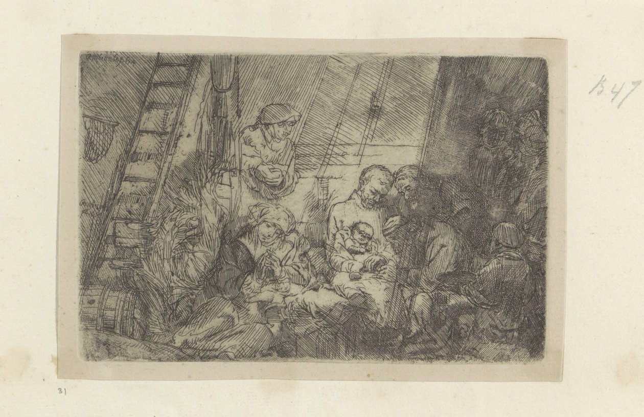 Besnijdenis in de stal Coleção de oitenta e cinco gravuras originais (título da série) de Rembrandt van Rijn