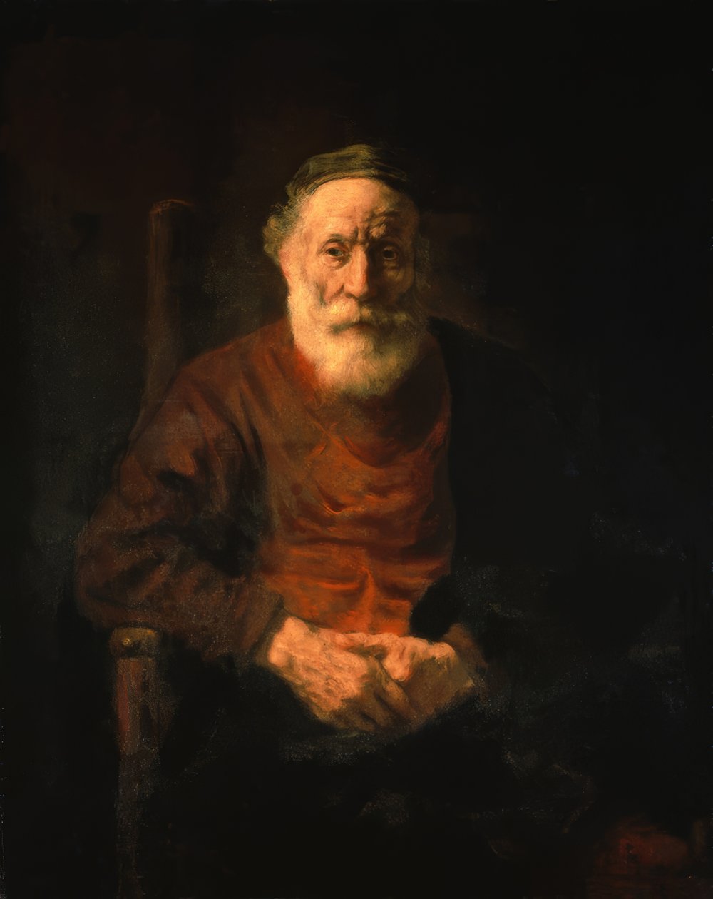 Retrato de um homem velho em uma túnica vermelha de Rembrandt van Rijn