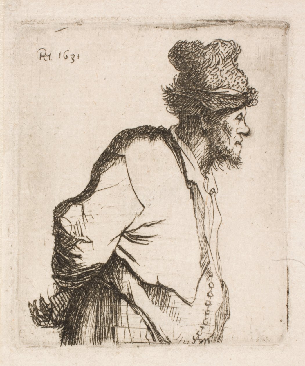 Camponês com as mãos nas costas de Rembrandt van Rijn