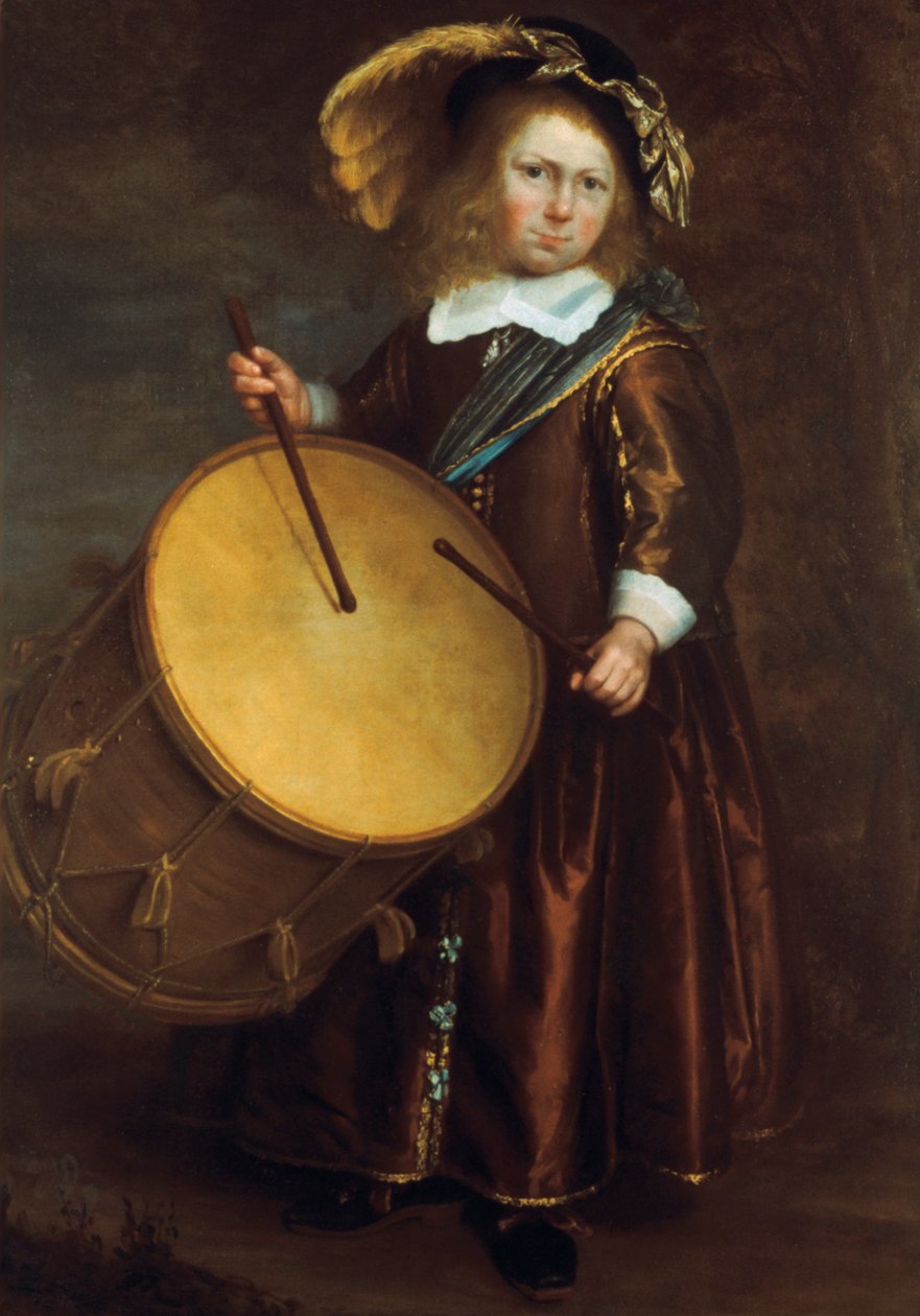 Menino com tambor, século XVII de Rembrandt van Rijn