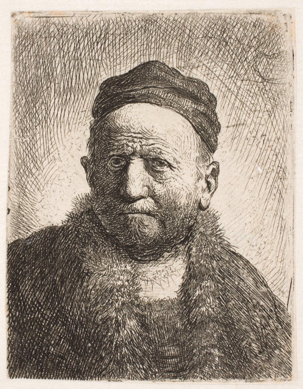 Busto de um homem (o pai de Rembrandt) de frente, com um gorro justo de Rembrandt van Rijn