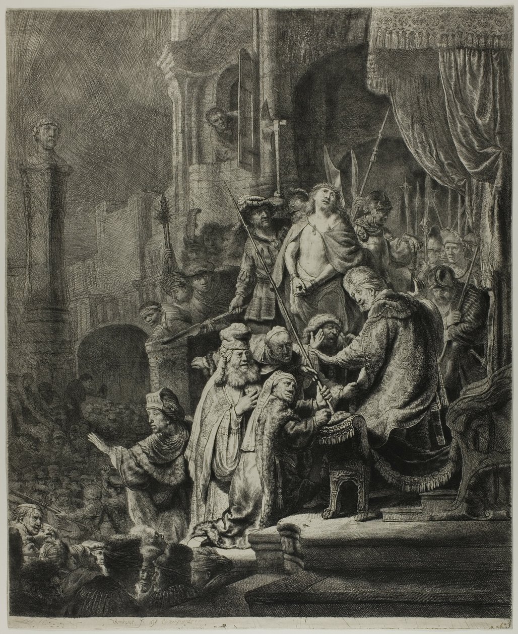 Cristo diante de Pilatos: Prato Grande de Rembrandt van Rijn