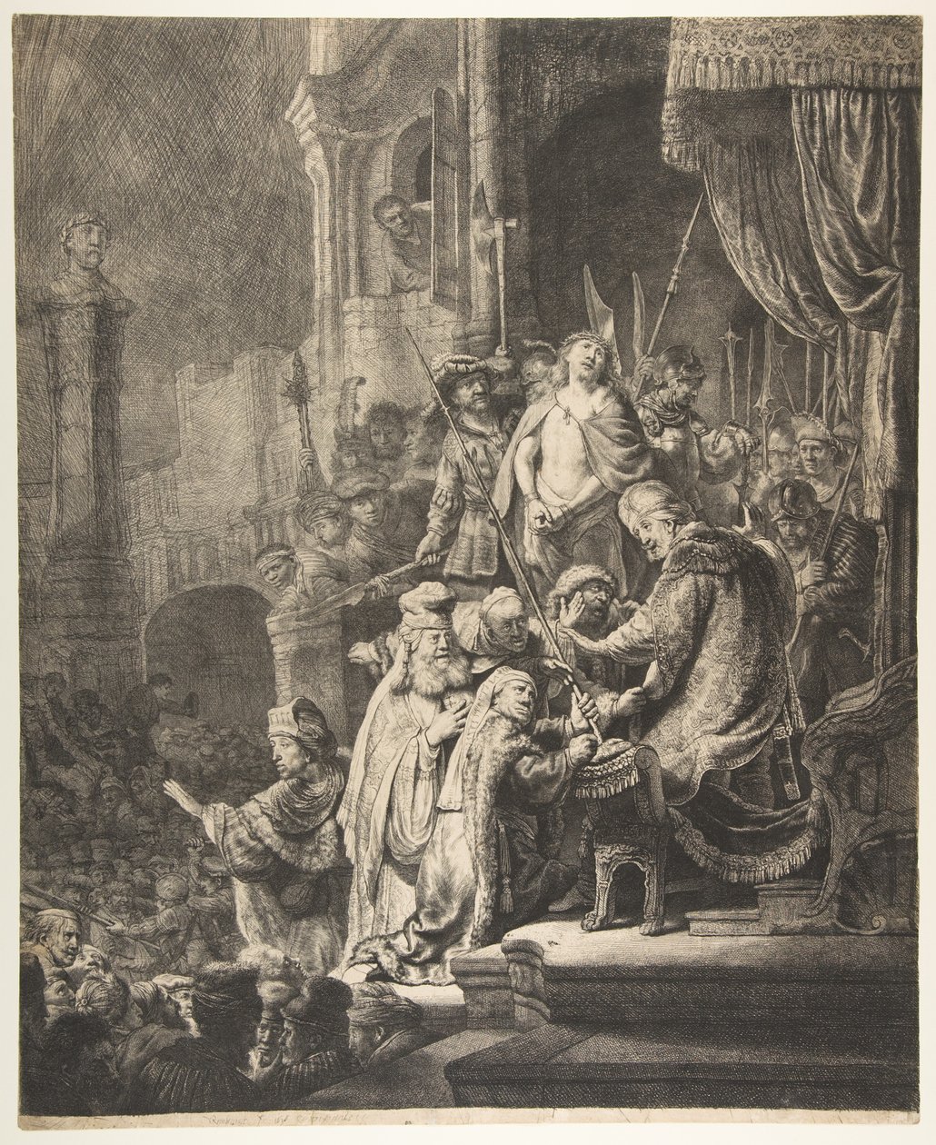 Cristo antes de Pilatos: o prato grande, 1636. de Rembrandt van Rijn