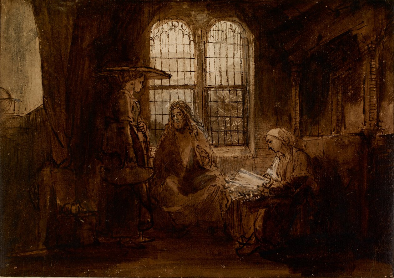 Cristo conversando com Marta e Maria, ca 1652 de Rembrandt van Rijn