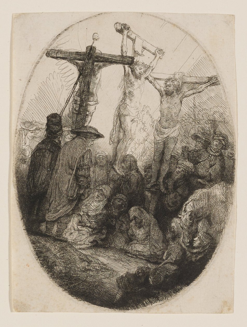 Cristo Crucificado entre dois ladrões de Rembrandt van Rijn
