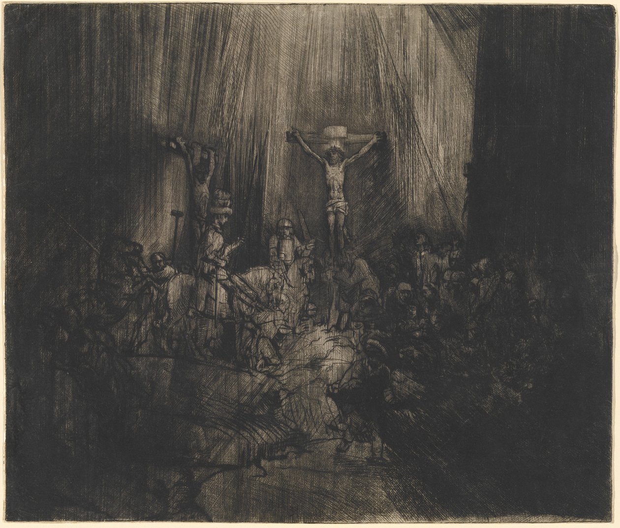 Cristo Crucificado entre os Dois Ladrões (As Três Cruzes) de Rembrandt van Rijn