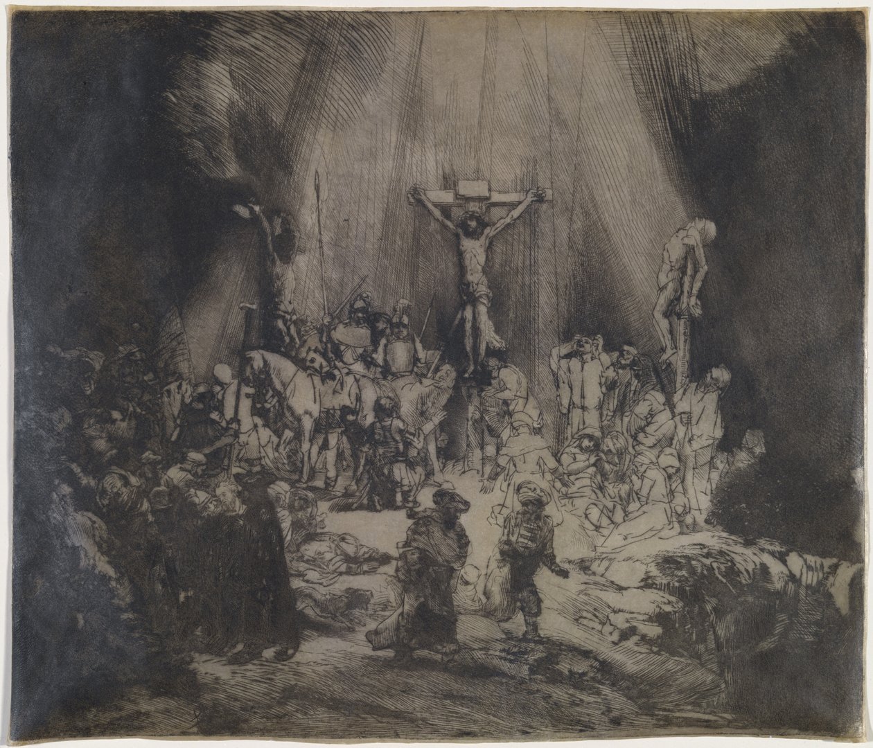 Cristo Crucificado entre os Dois Ladrões (As Três Cruzes) de Rembrandt van Rijn