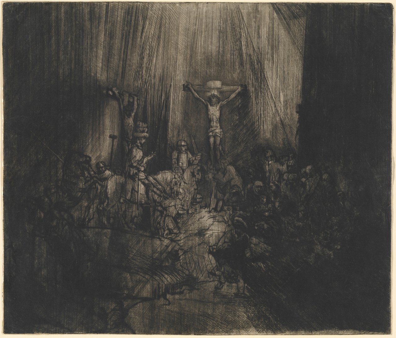 Cristo Crucificado entre os Dois Ladrões (As Três Cruzes) de Rembrandt van Rijn