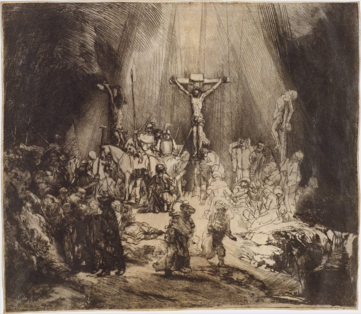 Cristo Crucificado entre os Dois Ladrões: As Três Cruzes, 1653., 1653. de Rembrandt van Rijn