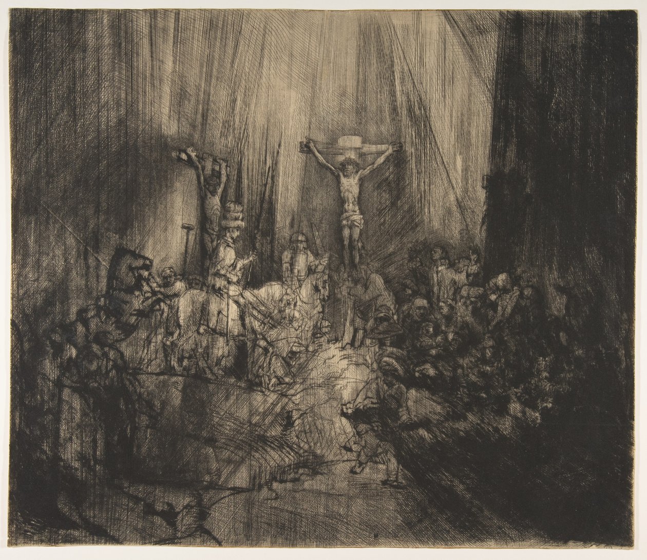 Cristo Crucificado entre os Dois Ladrões: As Três Cruzes, ca. 1660. de Rembrandt van Rijn