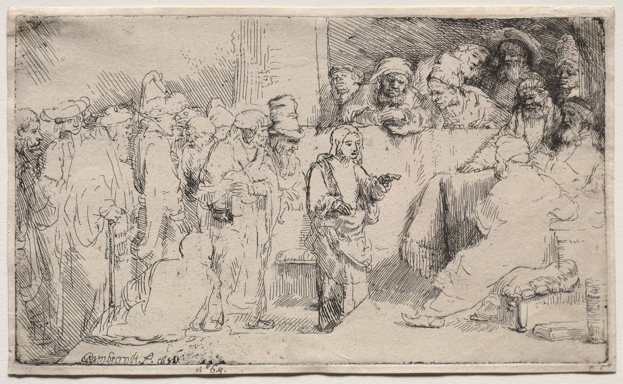 Cristo Disputando com os Médicos: Um Esboço, 1652. de Rembrandt van Rijn