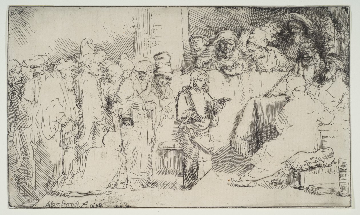 Christ Disputing with the Doctors, um esboço, 1652. de Rembrandt van Rijn