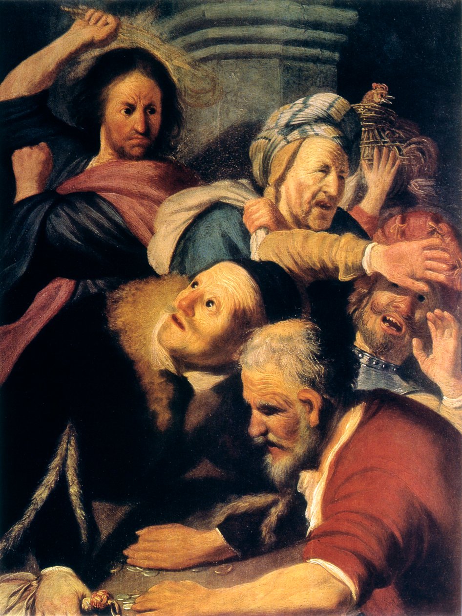 Cristo dirige os cambistas do templo, 1626 de Rembrandt van Rijn