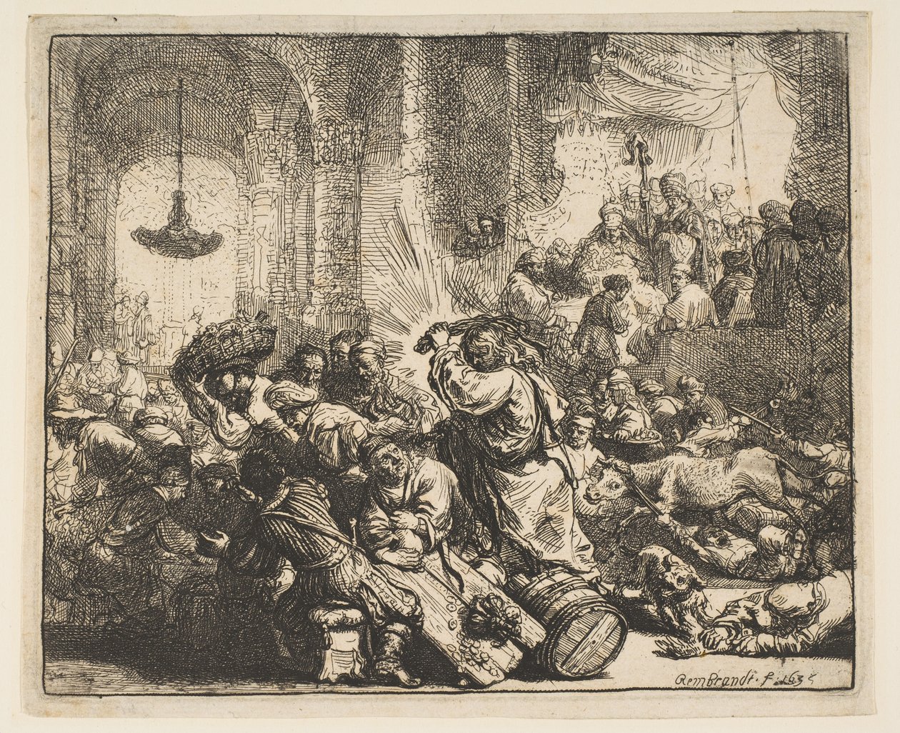 Cristo dirigindo os cambistas do templo, 1635. de Rembrandt van Rijn