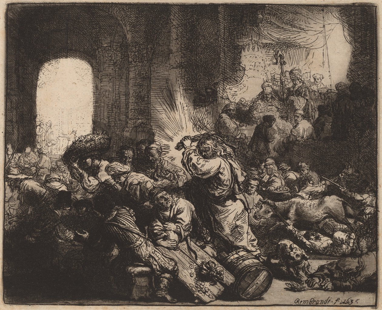 Cristo conduzindo os cambistas do templo de Rembrandt van Rijn