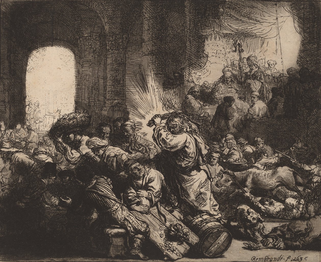 Cristo dirigindo os cambistas do templo, 1635. de Rembrandt van Rijn