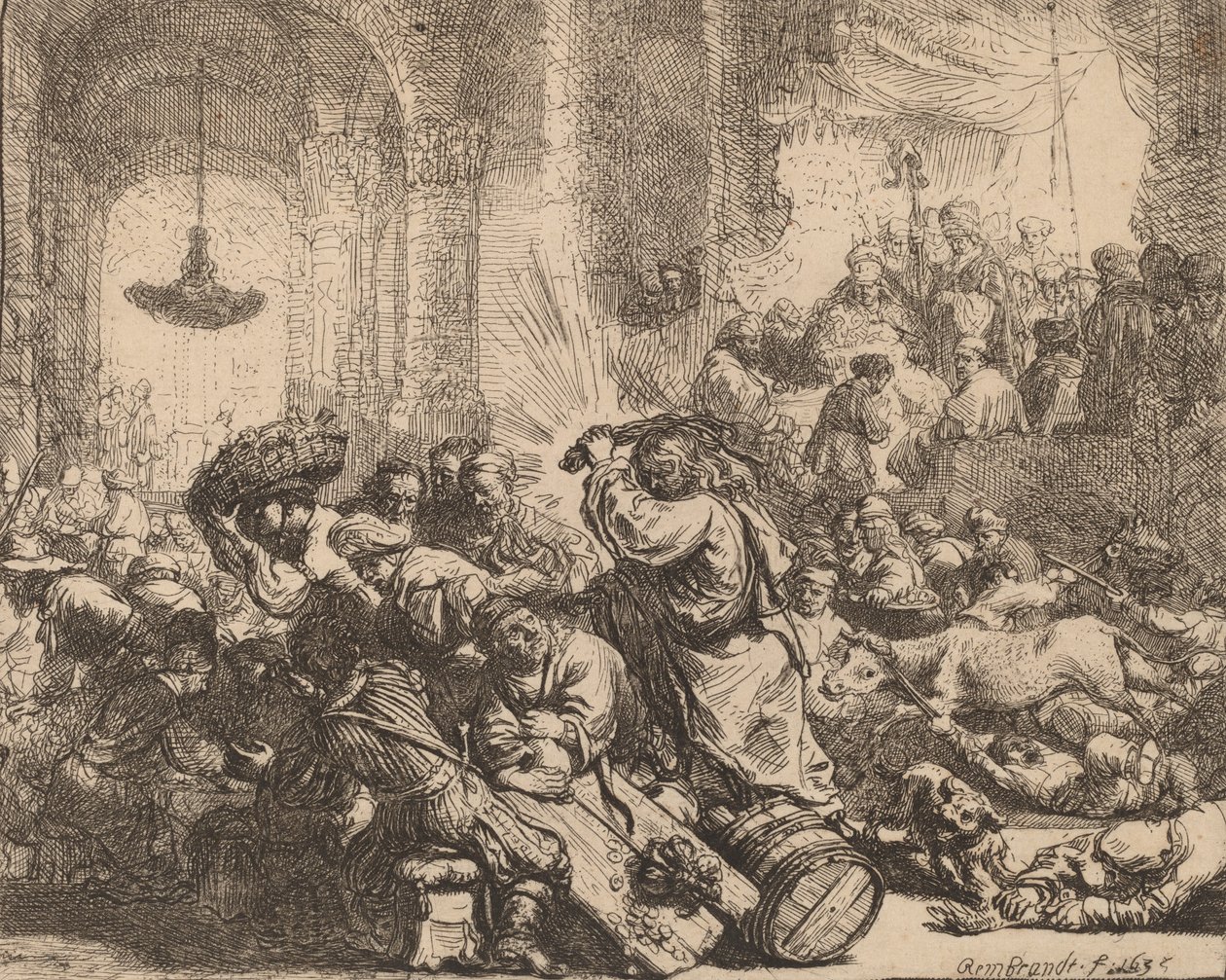 Cristo dirigindo os cambistas do templo, 1635. de Rembrandt van Rijn