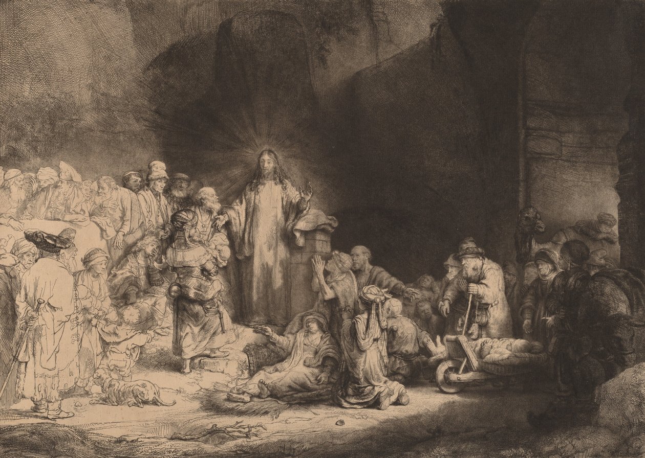 Cristo Pregando A Impressão dos Cem Florins, c. 1649. de Rembrandt van Rijn
