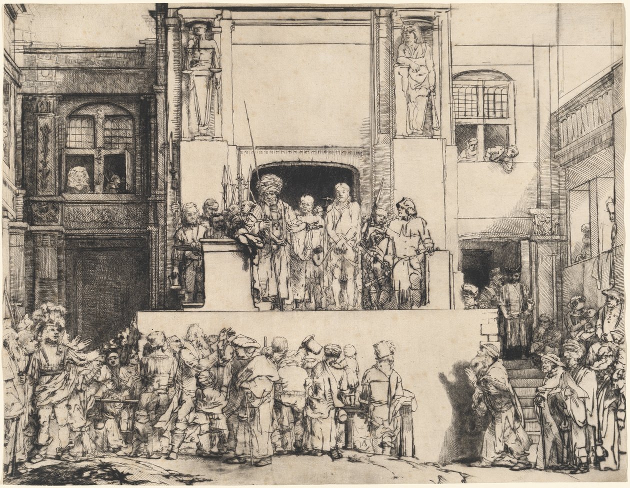 Cristo Apresentado ao Povo: Placa Oblonga de Rembrandt van Rijn