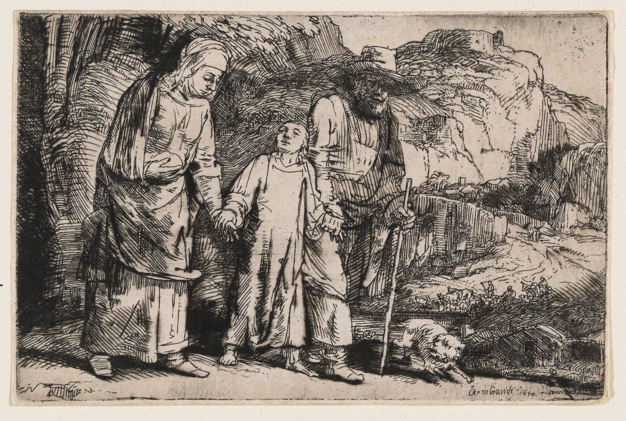 Cristo a regressar do templo com os seus pais de Rembrandt van Rijn