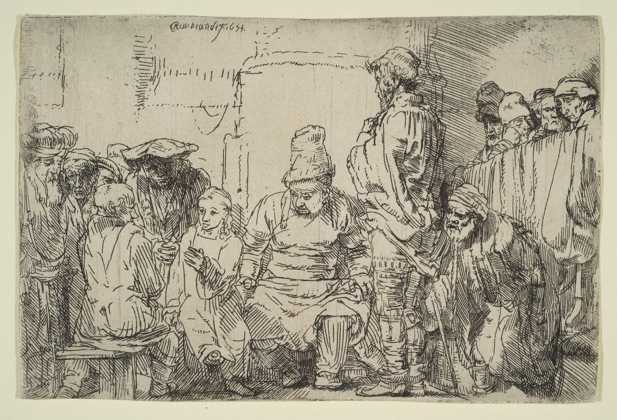 Cristo assentado disputando com os médicos, 1654. de Rembrandt van Rijn
