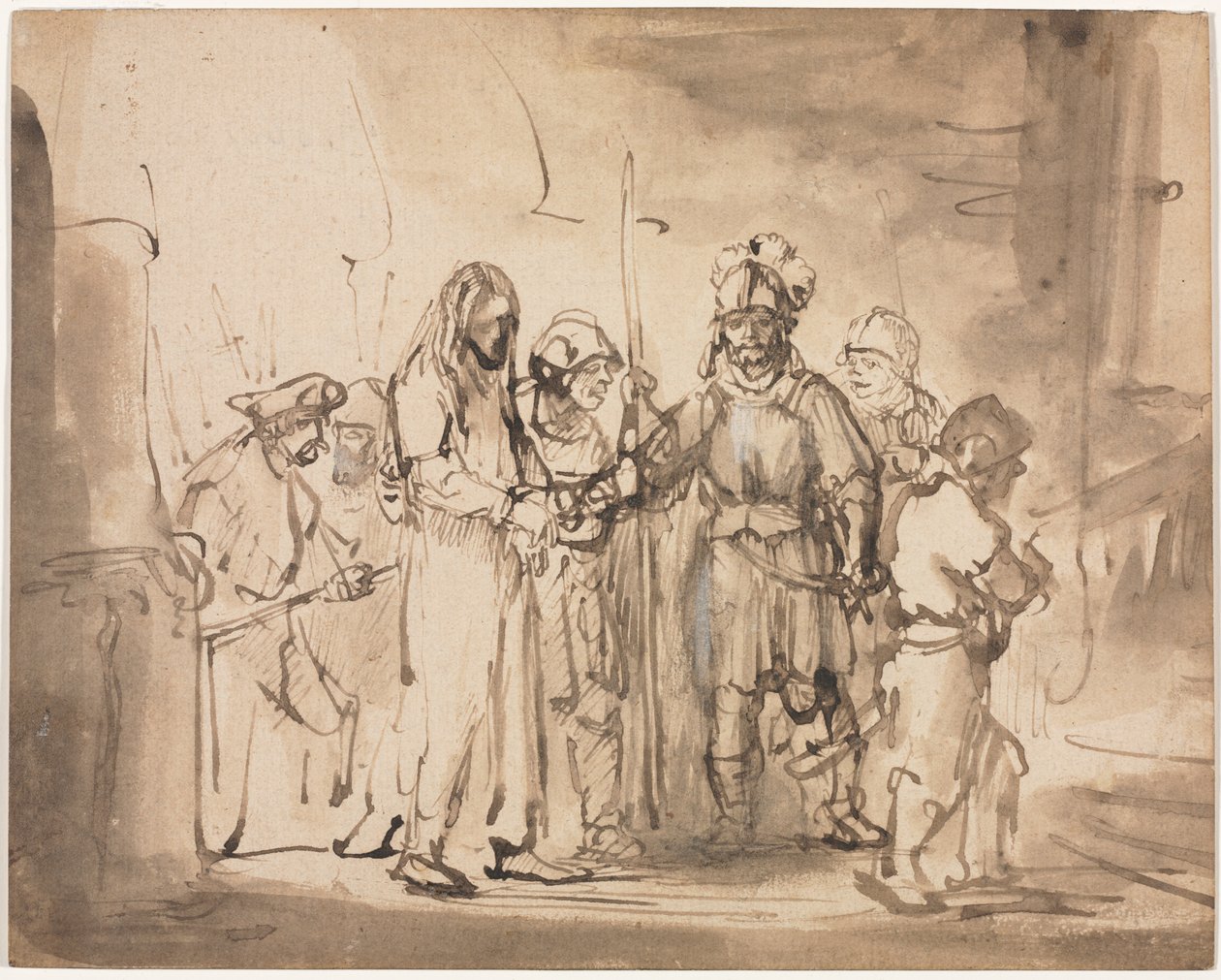 Cristo levado perante Caifás de Rembrandt van Rijn