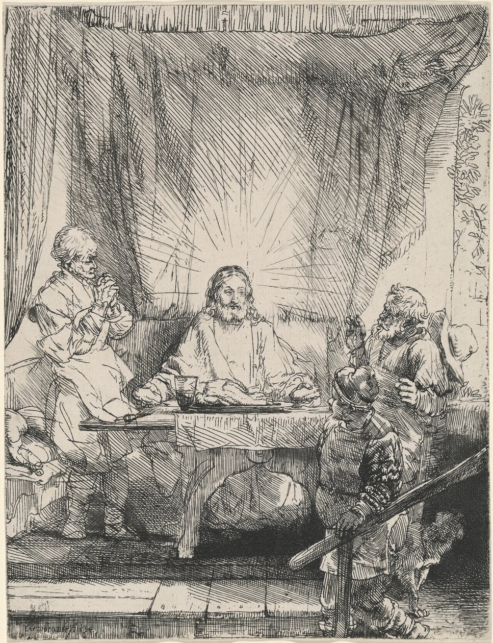 Cristo em Emaús: a placa maior de Rembrandt van Rijn