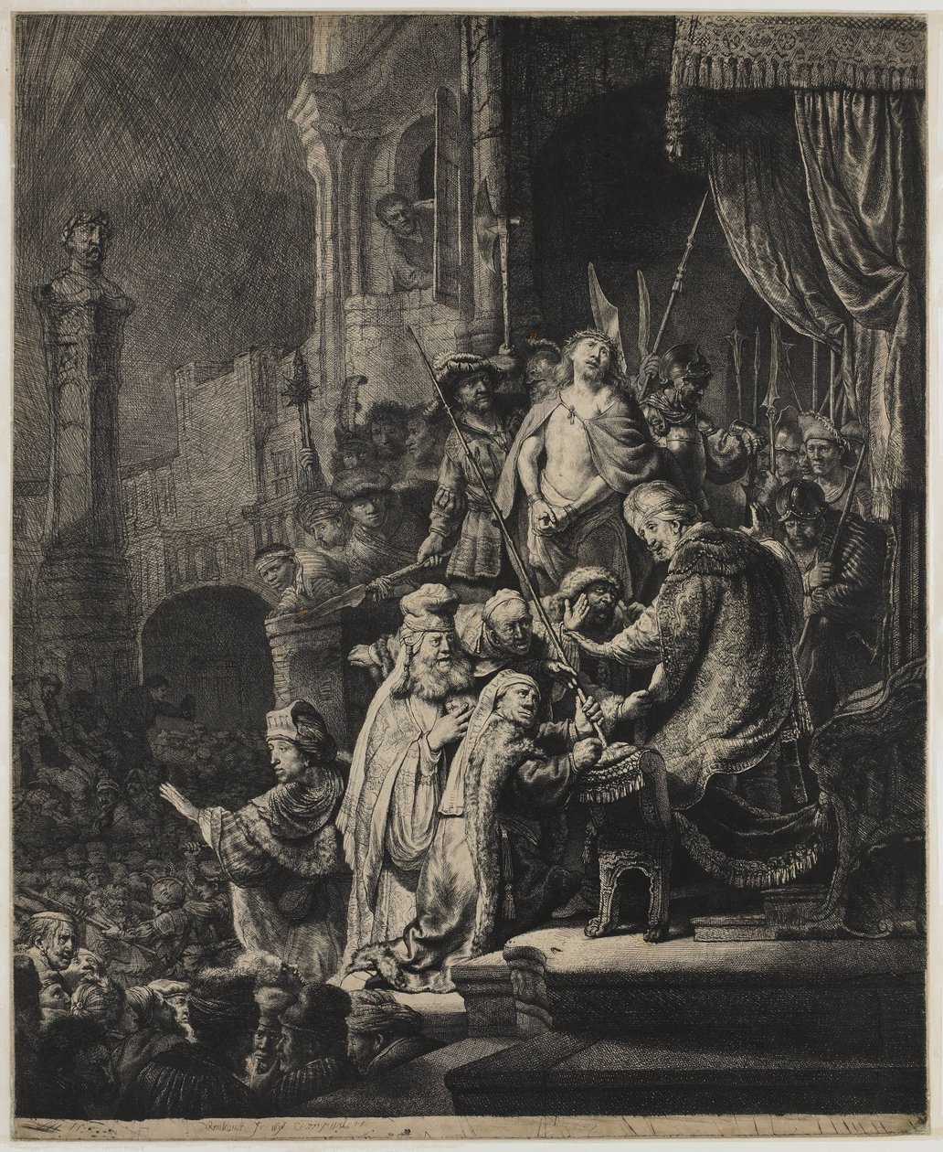 Cristo perante Pilatos: prato grande de Rembrandt van Rijn