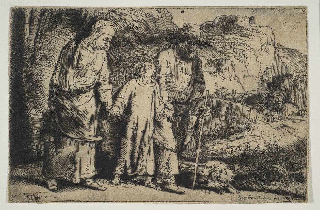 Cristo entre seus pais, retornando do templo, 1654. de Rembrandt van Rijn