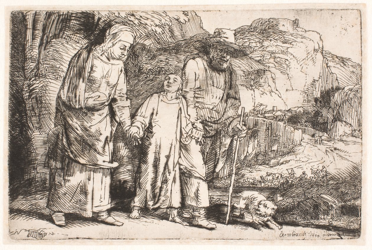 Cristo entre os seus pais, ao regressar do templo de Rembrandt van Rijn