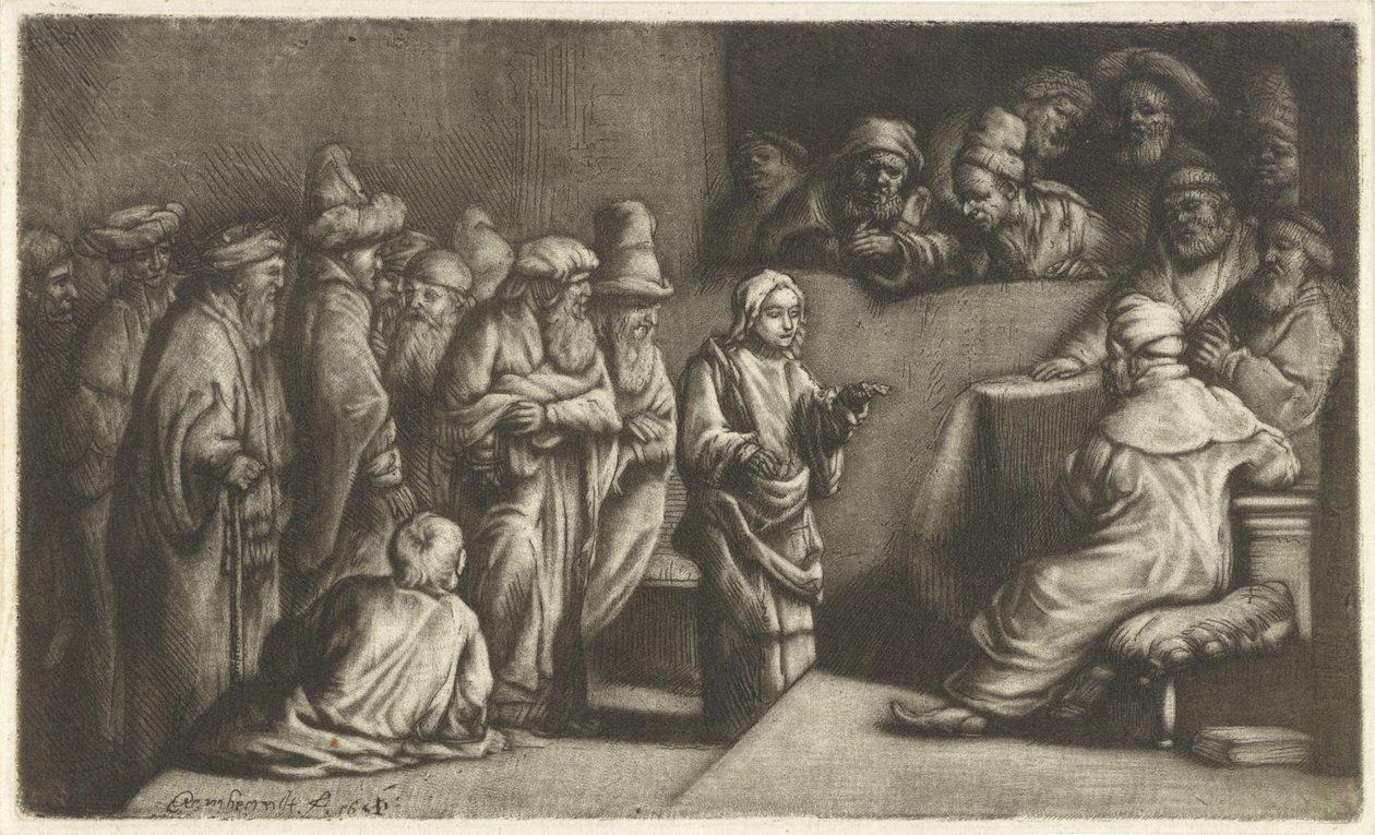 Cristo a disputar com os Médicos: um esboço de Rembrandt van Rijn