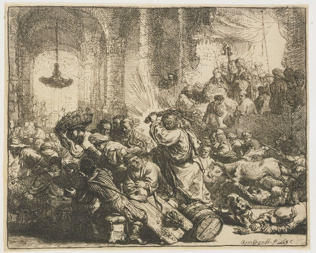Cristo a conduzir os cambistas do templo de Rembrandt van Rijn