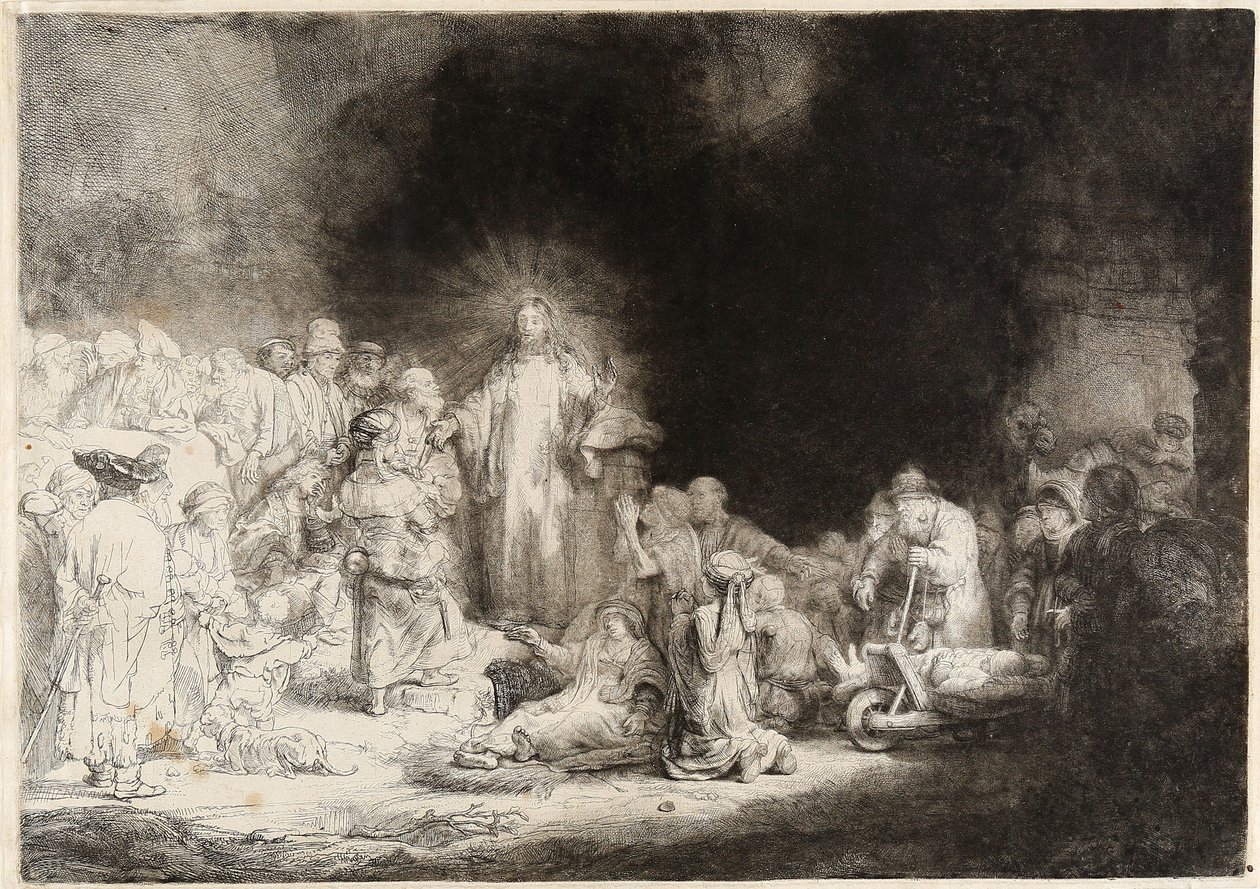 Cristo que cura os doentes as cem florins pôsteres de Rembrandt van Rijn