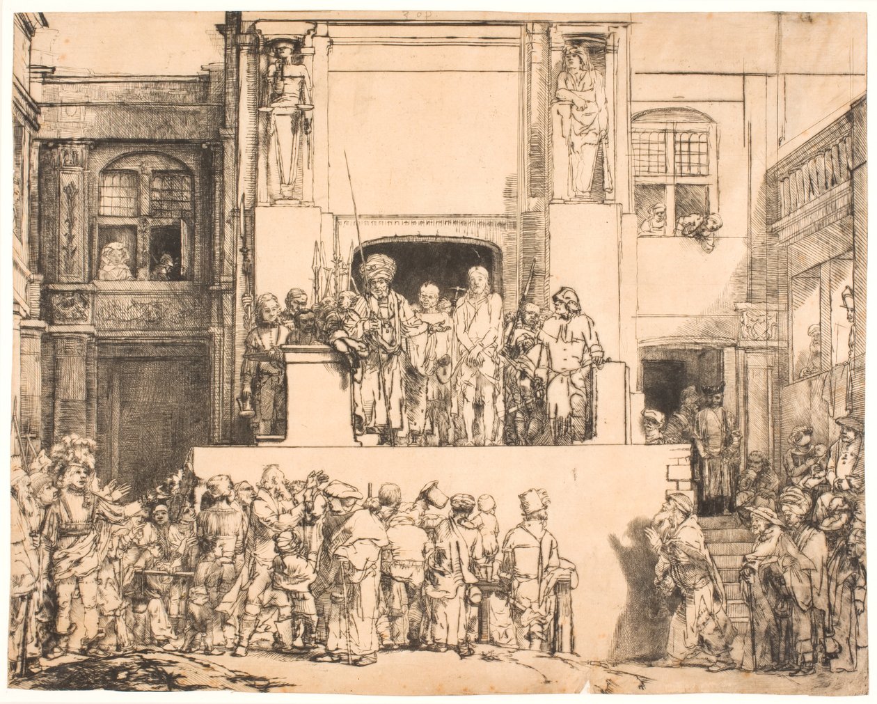 Cristo apresentado ao povo: grande prato oblongo de Rembrandt van Rijn