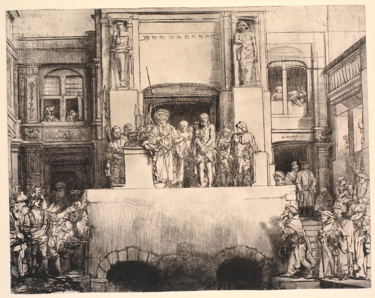 Cristo apresentado ao povo: grande prato oblongo de Rembrandt van Rijn