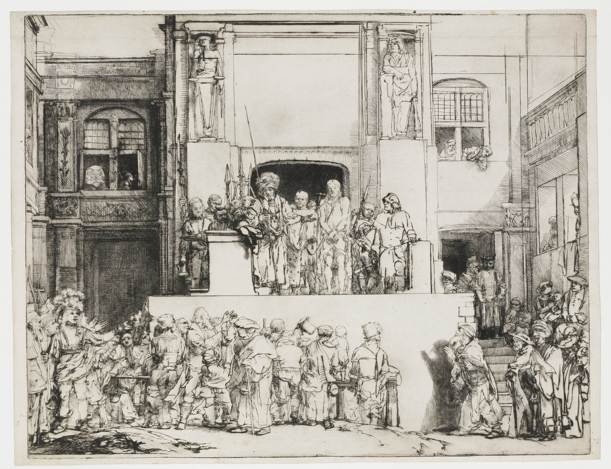 Cristo apresentado ao povo: prato retangular de Rembrandt van Rijn