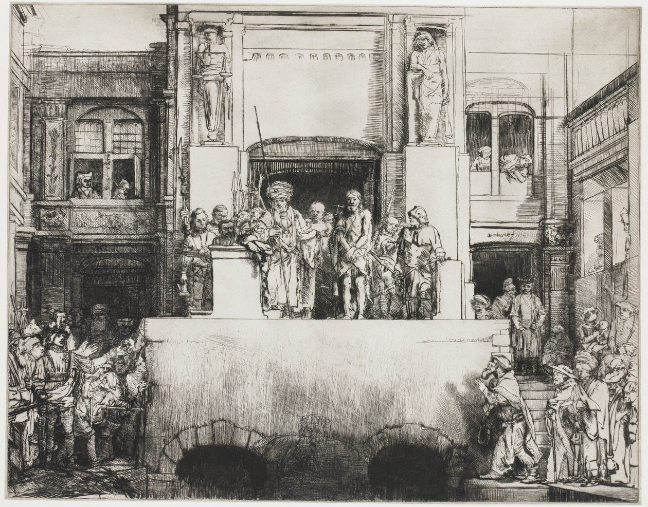 Cristo apresentado ao povo: prato retangular de Rembrandt van Rijn