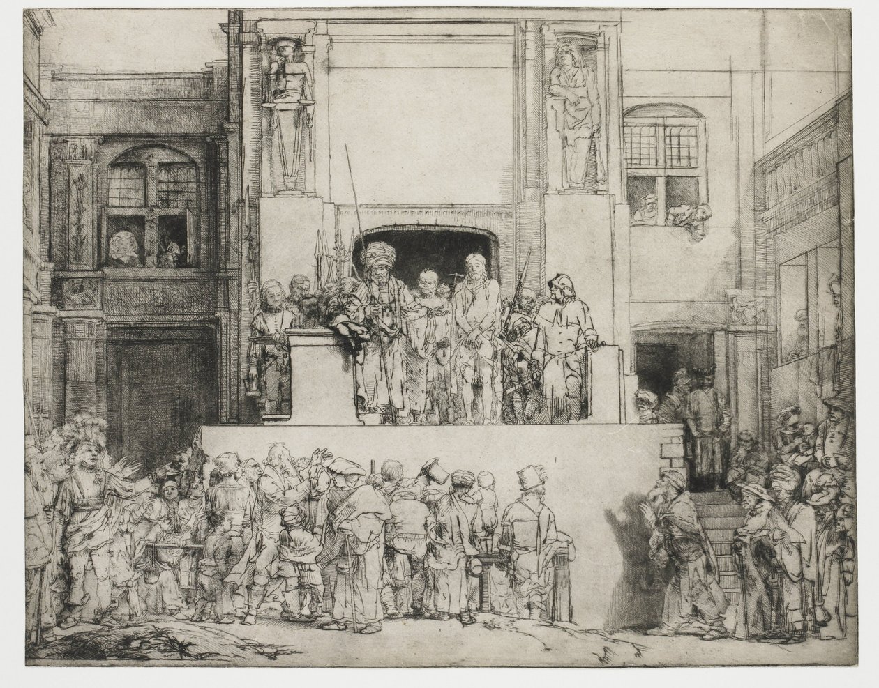 Cristo apresentado ao povo: prato retangular de Rembrandt van Rijn